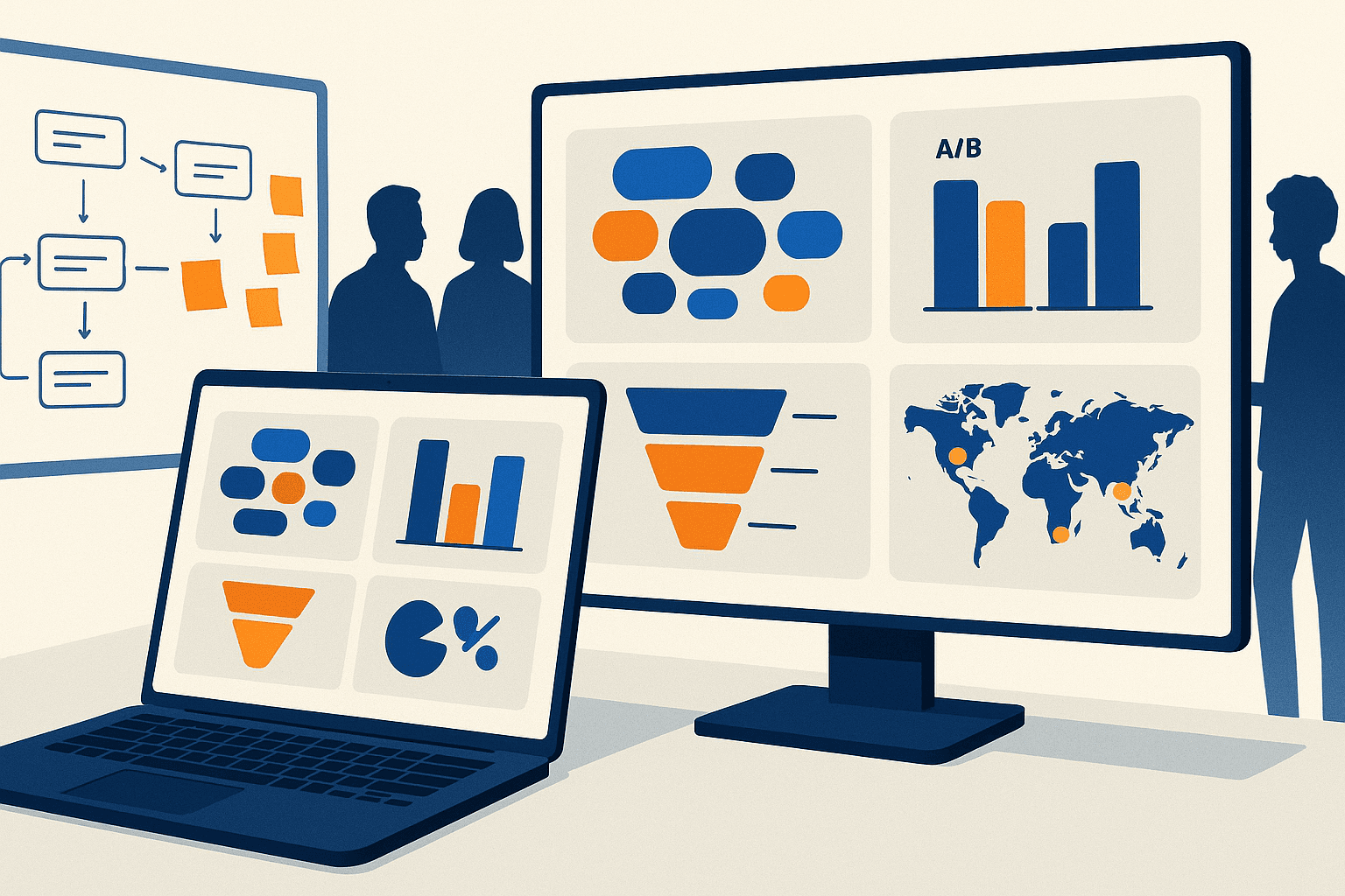 Dashboard showing AI-driven app marketing metrics and automated ASO workflows