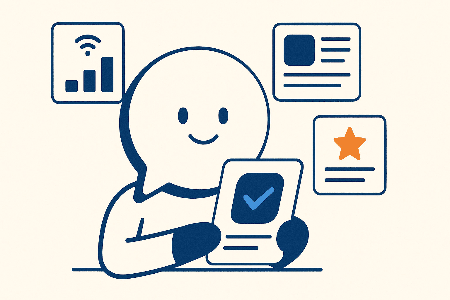 AI assistant assembling an app recommendation from web signals, illustrating generative engine optimization for mobile apps