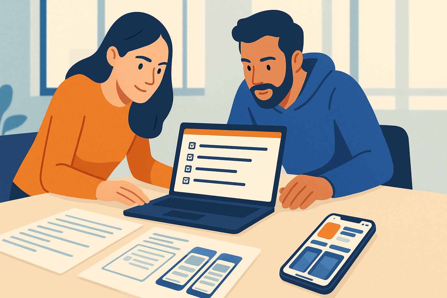 Developer reviewing an app submission checklist with the title how to pass app review visible on a laptop screen
